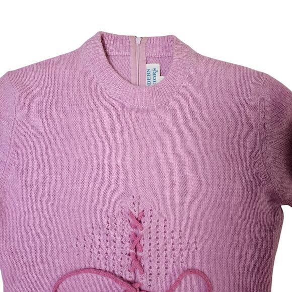 Vintage 70s Juniors Soft Angora Rabbit Fur Pink Crewneck Lightweight Sweater S - Picture 4 of 10